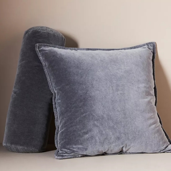 Anthropologie Velvet Trova Bolster Pillow - slate - Picture 2 of 13